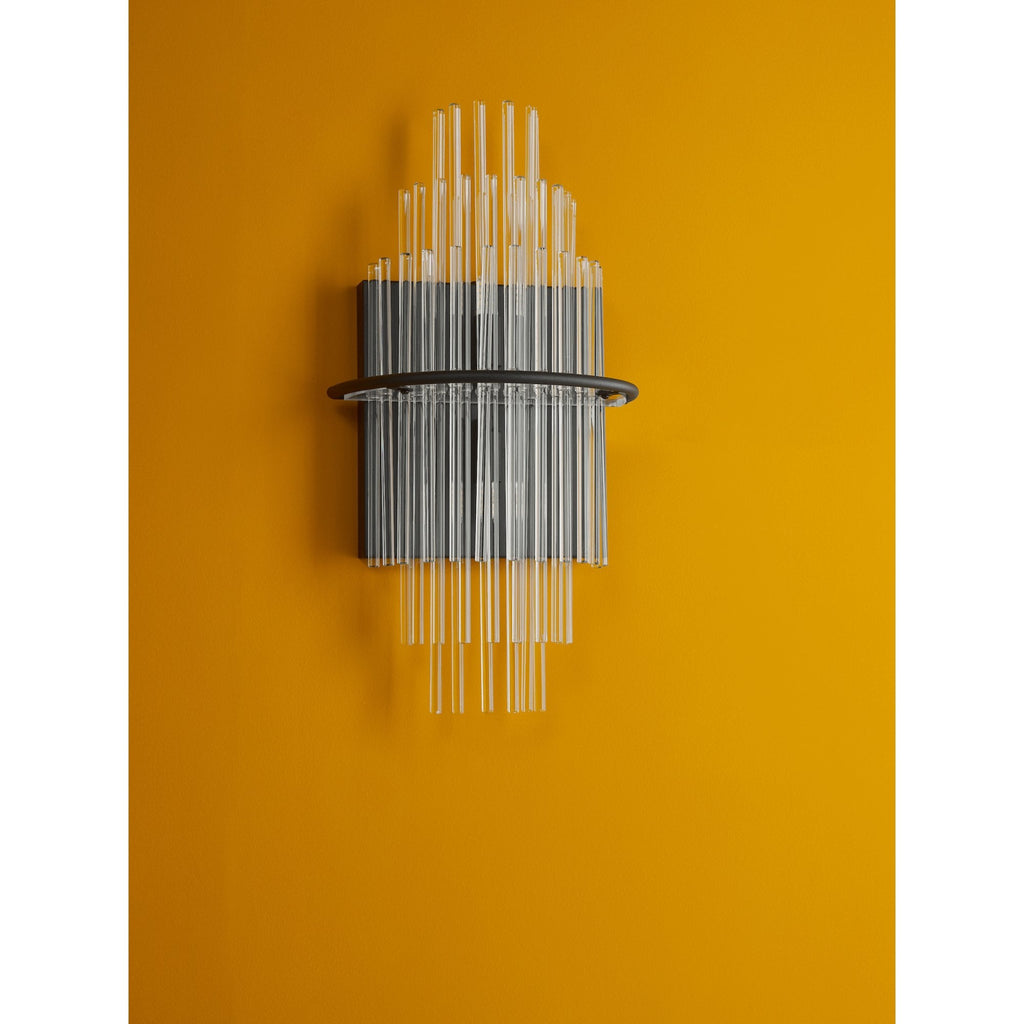 Lukas 2 Light Wall Light In Satin Black Finish With Glass Rods LUK0922