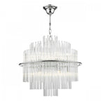 Lukas 13 Light Ceiling Pendant Light In Polished Chrome Finish With Glass Rods LUK1750
