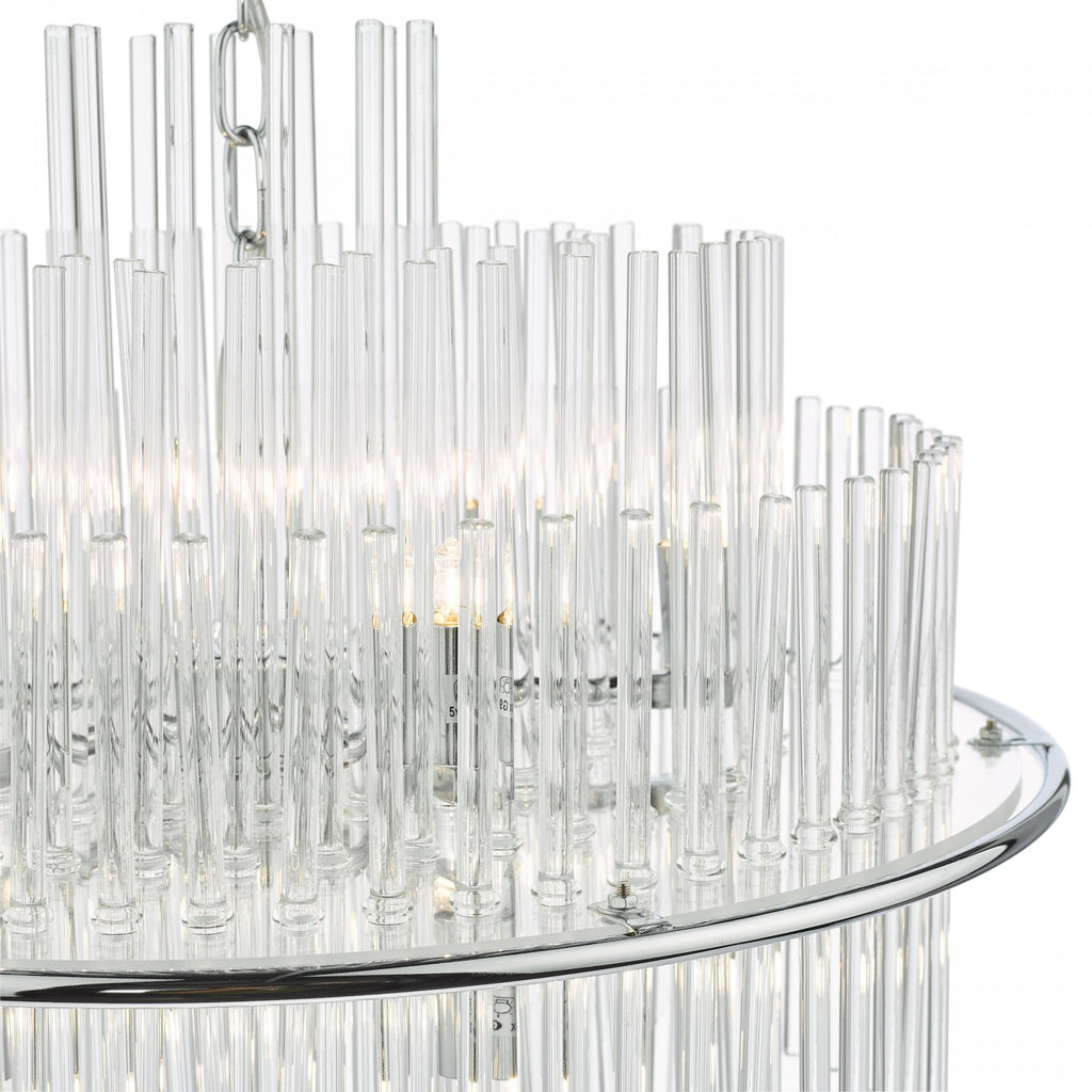 Lukas 13 Light Ceiling Pendant Light In Polished Chrome Finish With Glass Rods LUK1750
