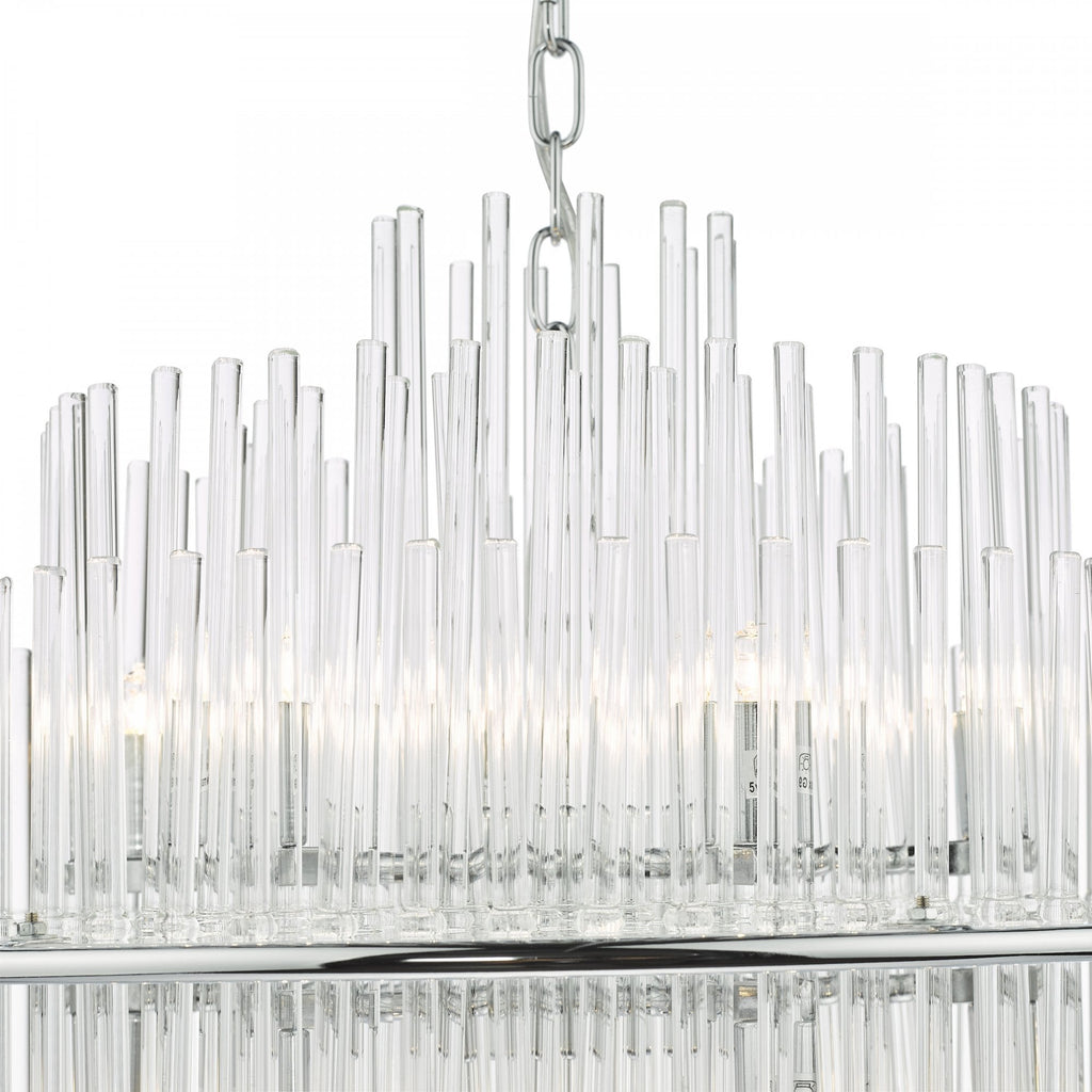 Lukas 13 Light Ceiling Pendant Light In Polished Chrome Finish With Glass Rods LUK1750