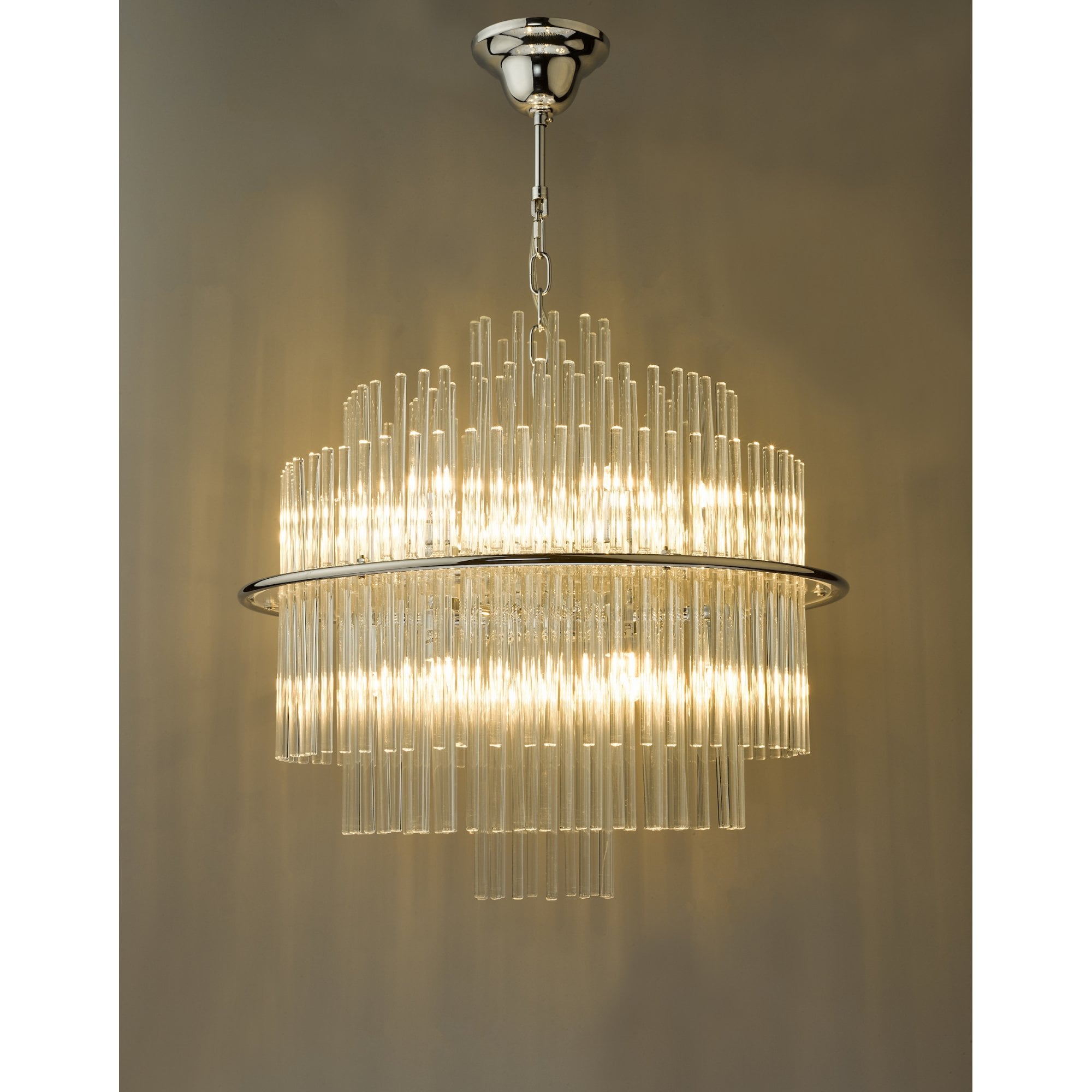 Lukas 13 Light Ceiling Pendant Light In Polished Chrome Finish With Glass Rods LUK1750