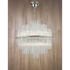 Lukas 13 Light Ceiling Pendant Light In Polished Chrome Finish With Glass Rods LUK1750
