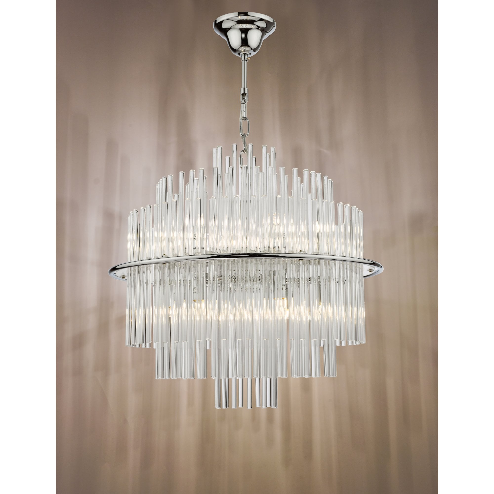 Lukas 13 Light Ceiling Pendant Light In Polished Chrome Finish With Glass Rods LUK1750