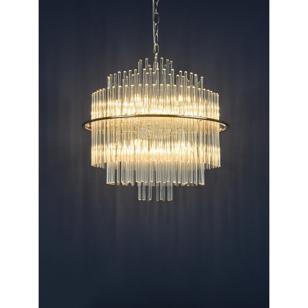 Lukas 13 Light Ceiling Pendant Light In Polished Chrome Finish With Glass Rods LUK1750