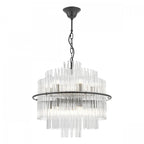 Lukas 13 Light Ceiling Pendant Light In Satin Black Finish and Glass Rods LUK1722
