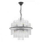 Lukas 13 Light Ceiling Pendant Light In Satin Black Finish and Glass Rods LUK1722