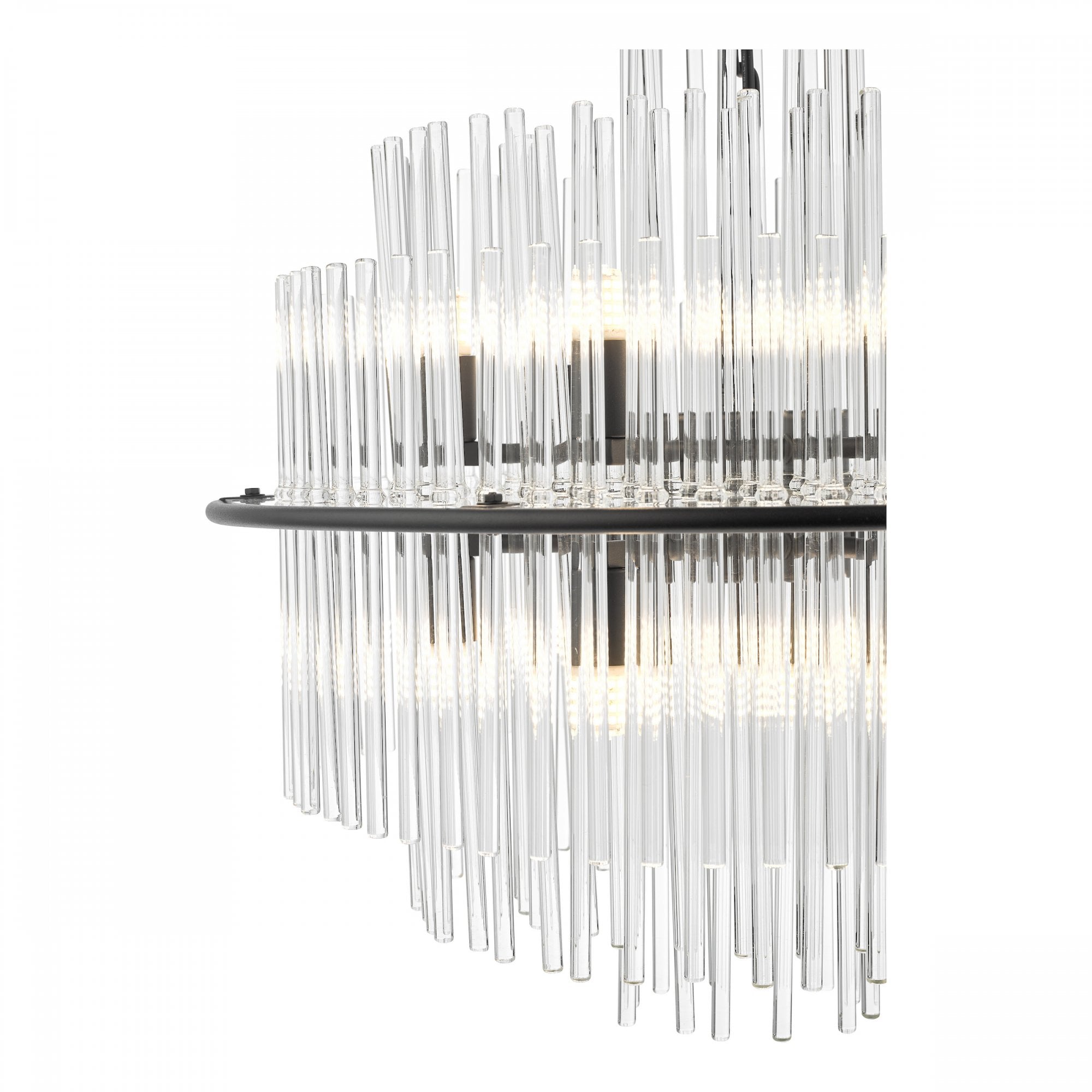 Lukas 13 Light Ceiling Pendant Light In Satin Black Finish and Glass Rods LUK1722