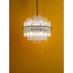 Lukas 13 Light Ceiling Pendant Light In Satin Black Finish and Glass Rods LUK1722
