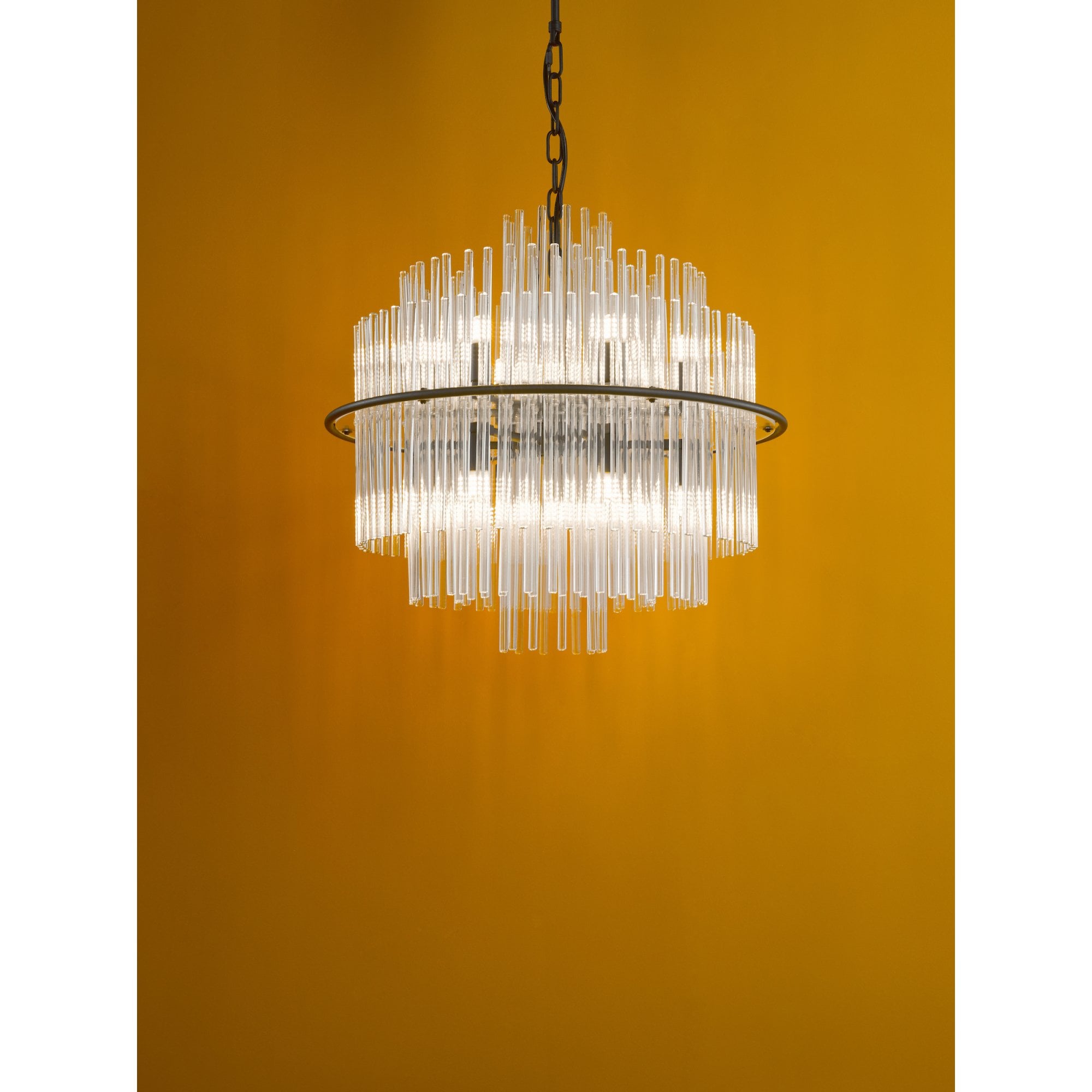 Lukas 13 Light Ceiling Pendant Light In Satin Black Finish and Glass Rods LUK1722