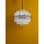 Lukas 13 Light Ceiling Pendant Light In Satin Black Finish and Glass Rods LUK1722