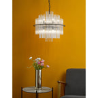 Lukas 13 Light Ceiling Pendant Light In Satin Black Finish and Glass Rods LUK1722