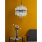 Lukas 13 Light Ceiling Pendant Light In Satin Black Finish and Glass Rods LUK1722