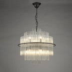 Lukas 13 Light Ceiling Pendant Light In Satin Black Finish and Glass Rods LUK1722