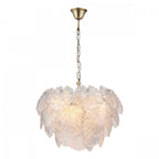 Courtney Stunning 10 Light Ceiling Pendant In Antique Brass With Sculpted Glass Leaves COU2375