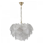 Courtney Stunning 10 Light Ceiling Pendant In Antique Brass With Sculpted Glass Leaves COU2375