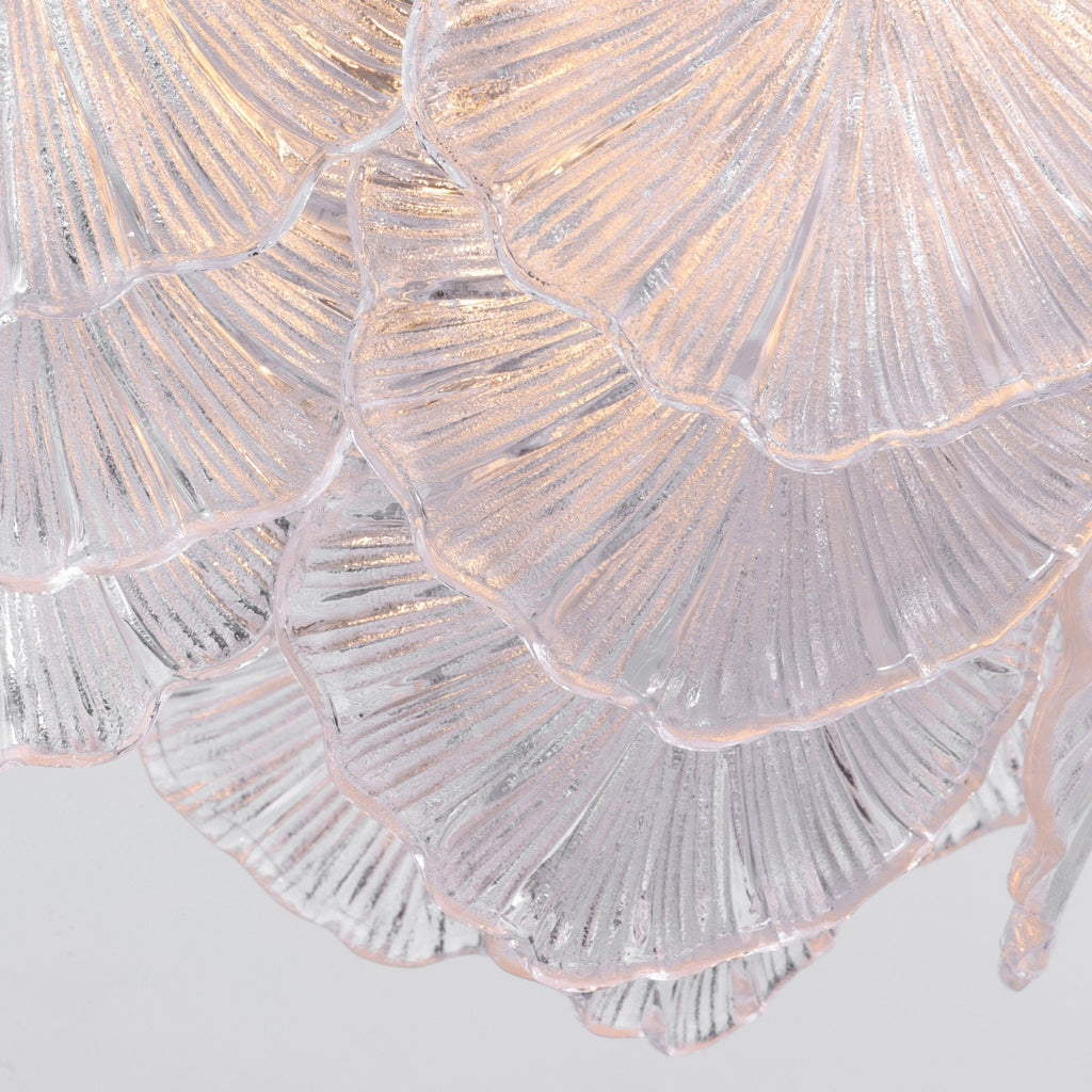 Courtney Stunning 10 Light Ceiling Pendant In Antique Brass With Sculpted Glass Leaves COU2375
