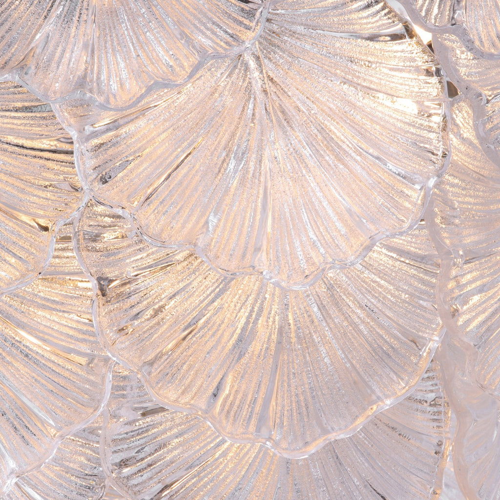 Courtney Stunning 10 Light Ceiling Pendant In Antique Brass With Sculpted Glass Leaves COU2375