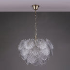 Courtney Stunning 10 Light Ceiling Pendant In Antique Brass With Sculpted Glass Leaves COU2375