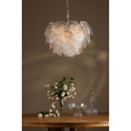 Courtney Stunning 10 Light Ceiling Pendant In Antique Brass With Sculpted Glass Leaves COU2375