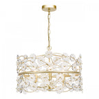 Fonda 3 Light Ceiling Pendant Light In Satin Gold With Beautiful Glass Flowers FON0335