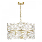 Fonda 3 Light Ceiling Pendant Light In Satin Gold With Beautiful Glass Flowers FON0335