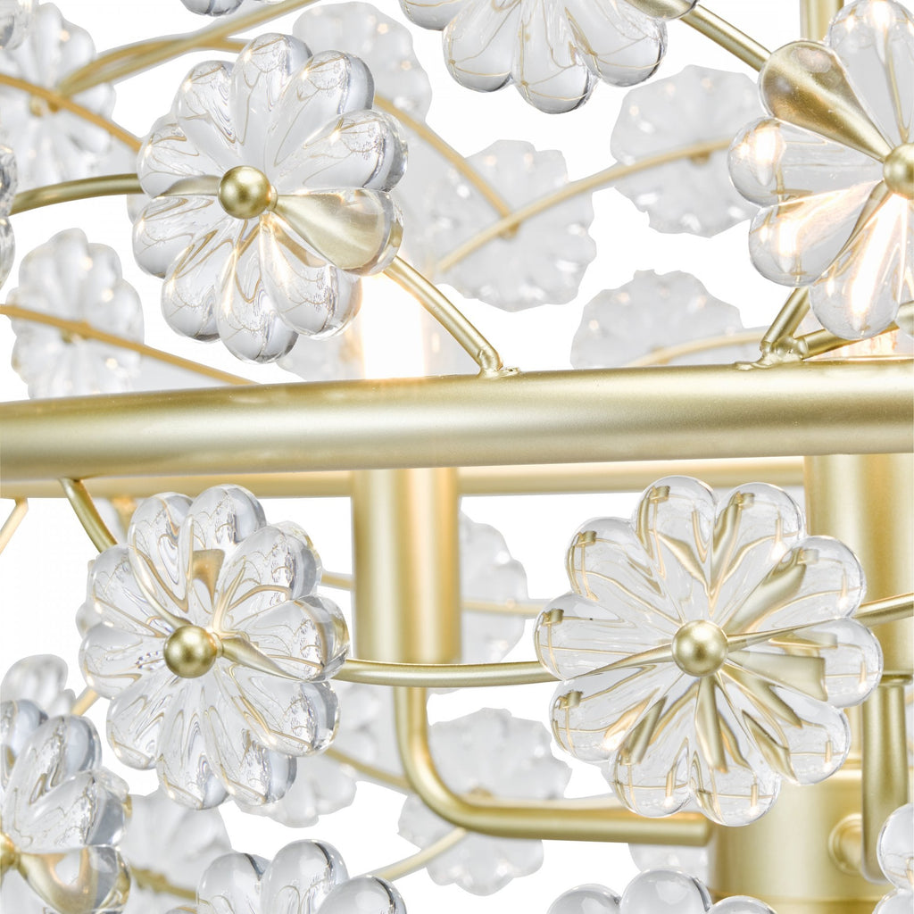 Fonda 3 Light Ceiling Pendant Light In Satin Gold With Beautiful Glass Flowers FON0335