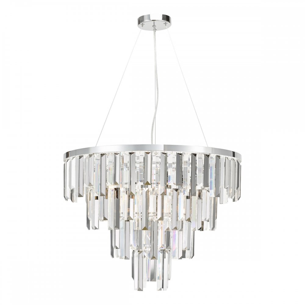 Fuentes 5 Light Ceiling Chandelier In Polished Chrome With Clear And Smoked Crystal FUE0550