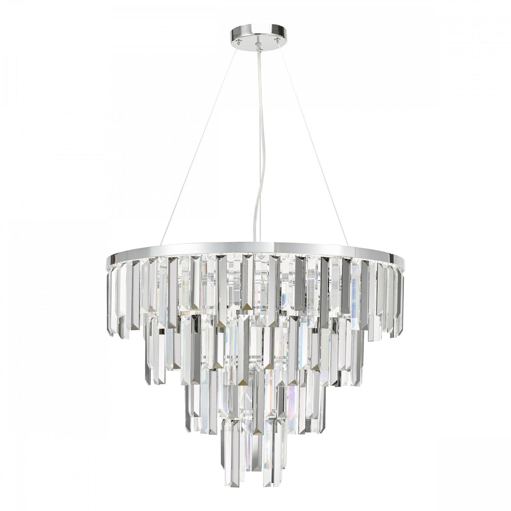 Fuentes 5 Light Ceiling Chandelier In Polished Chrome With Clear And Smoked Crystal FUE0550