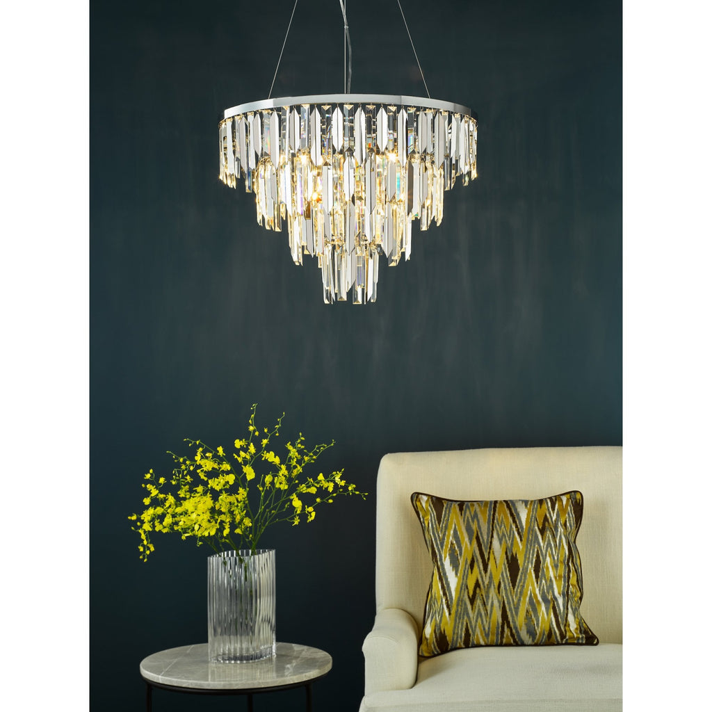 Fuentes 5 Light Ceiling Chandelier In Polished Chrome With Clear And Smoked Crystal FUE0550