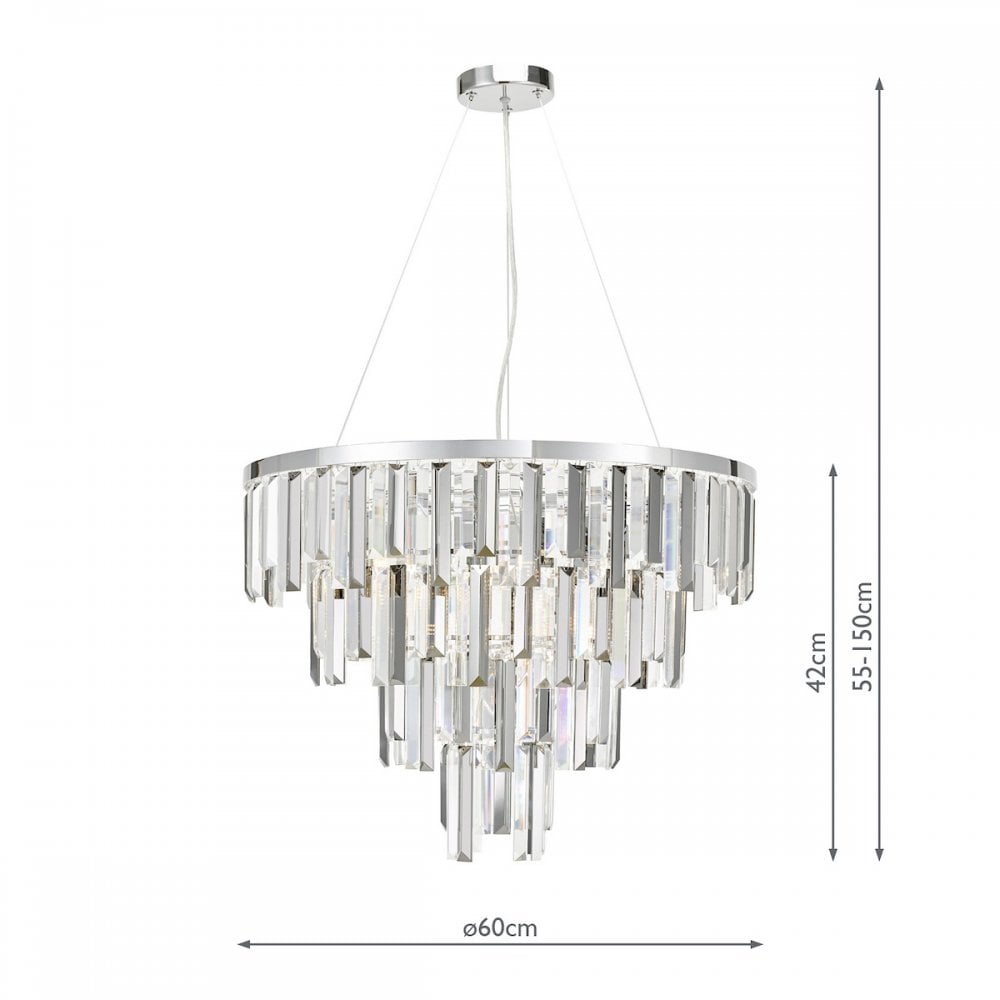 Fuentes 5 Light Ceiling Chandelier In Polished Chrome With Clear And Smoked Crystal FUE0550