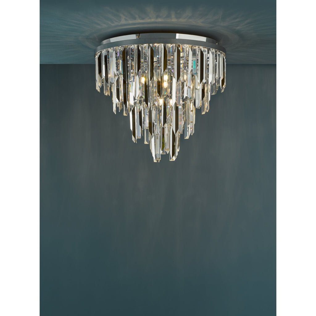 Fuentes 5 Light Flush Ceiling Light In Chrome With Clear And Smoked Crystal Glass FUE4850