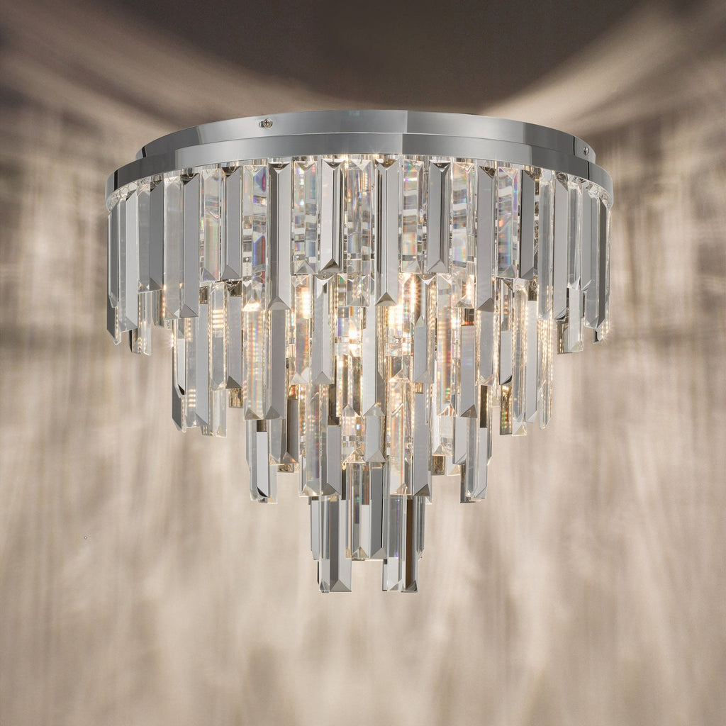 Fuentes 5 Light Flush Ceiling Light In Chrome With Clear And Smoked Crystal Glass FUE4850