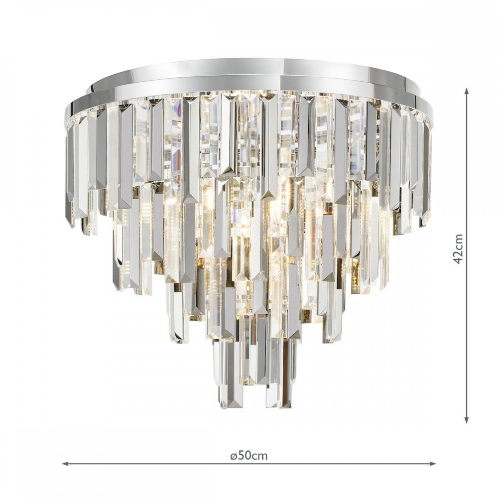 Fuentes 5 Light Flush Ceiling Light In Chrome With Clear And Smoked Crystal Glass FUE4850