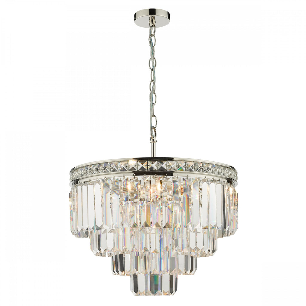 Vyana 4 Light Ceiling Chandelier In Nickel Finish With Crystal Glass VYA0432