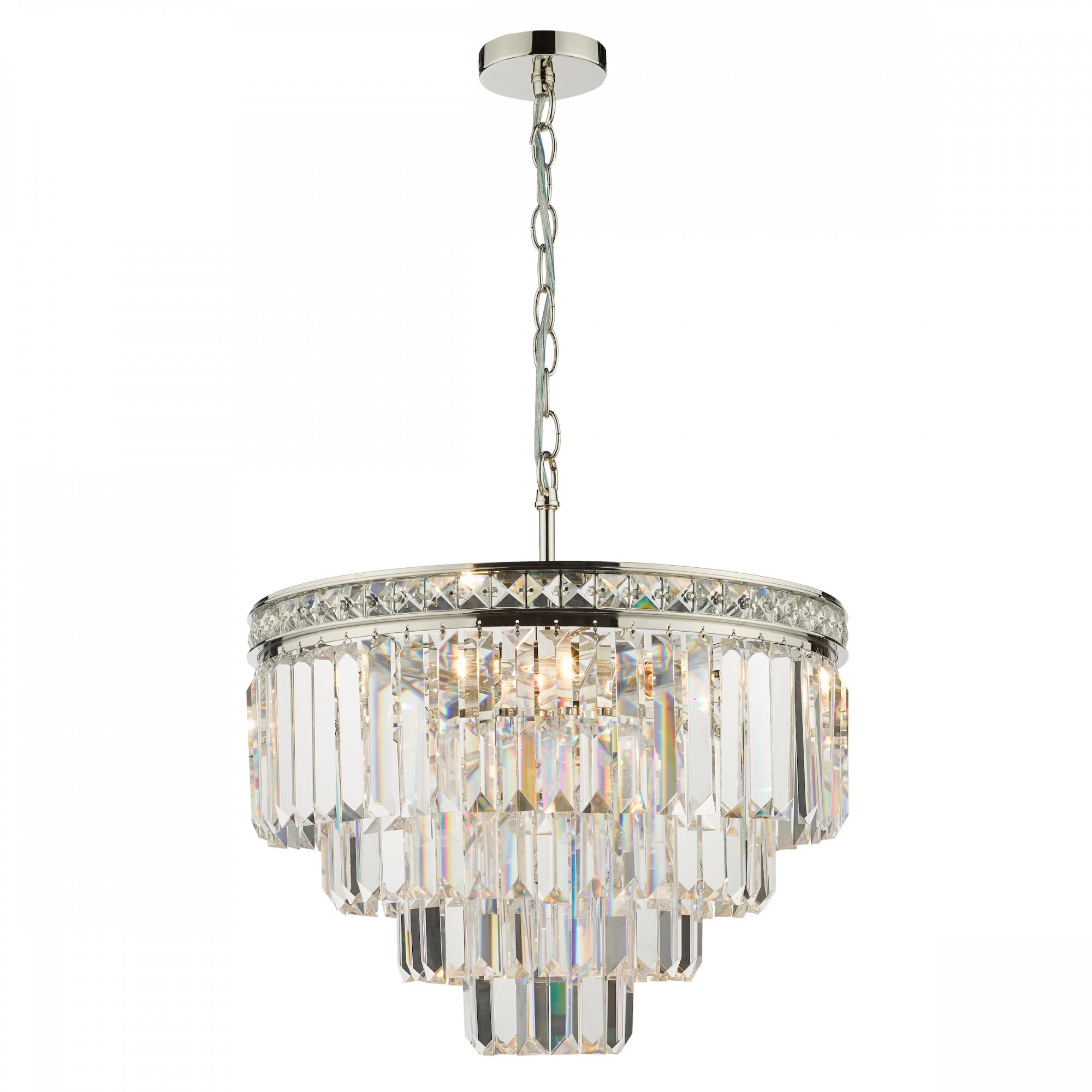Vyana 4 Light Ceiling Chandelier In Nickel Finish With Crystal Glass VYA0432