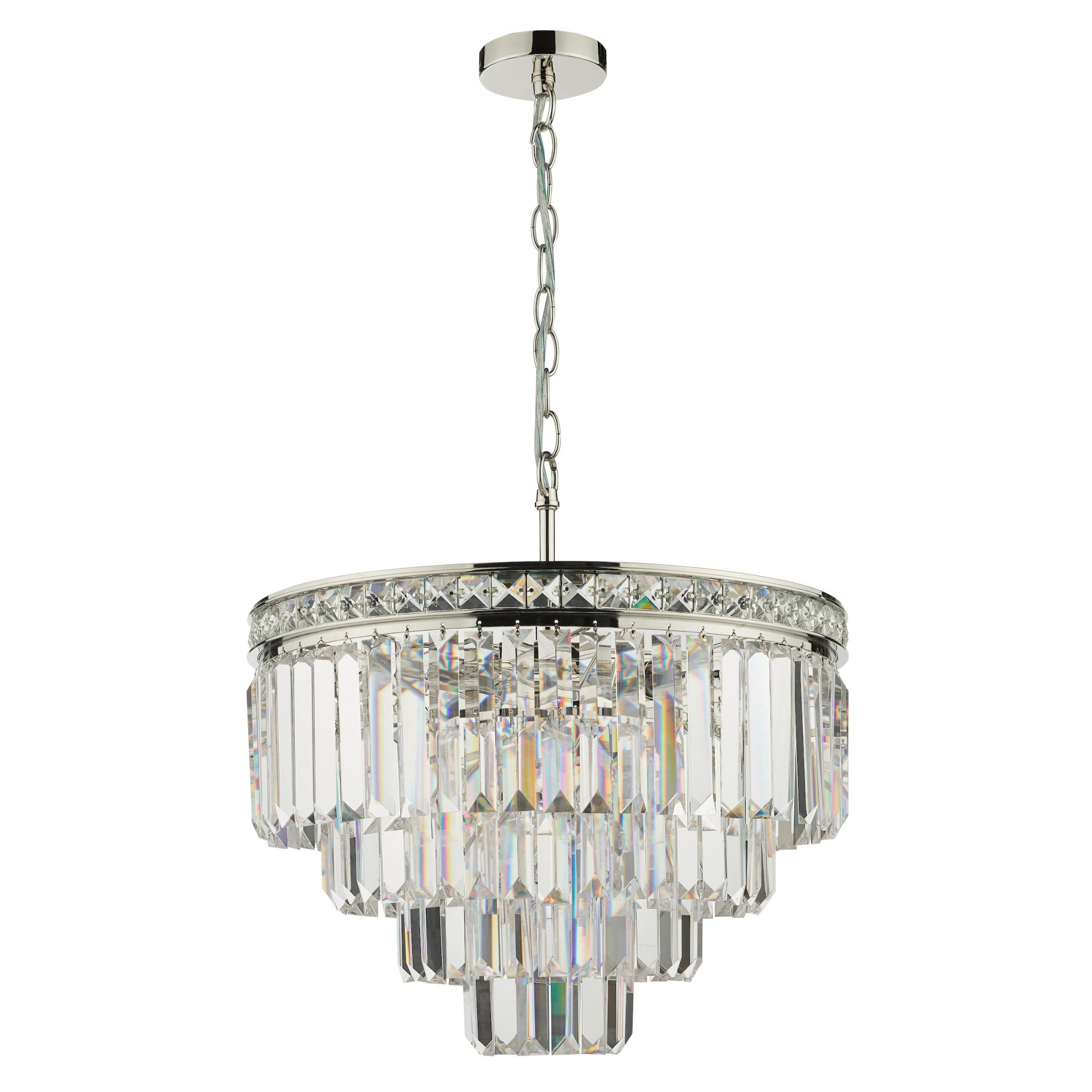 Vyana 4 Light Ceiling Chandelier In Nickel Finish With Crystal Glass VYA0432
