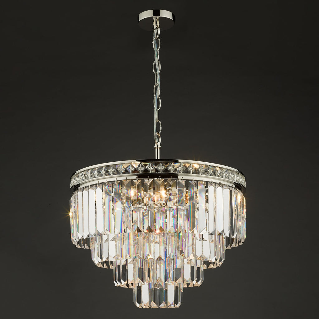 Vyana 4 Light Ceiling Chandelier In Nickel Finish With Crystal Glass VYA0432