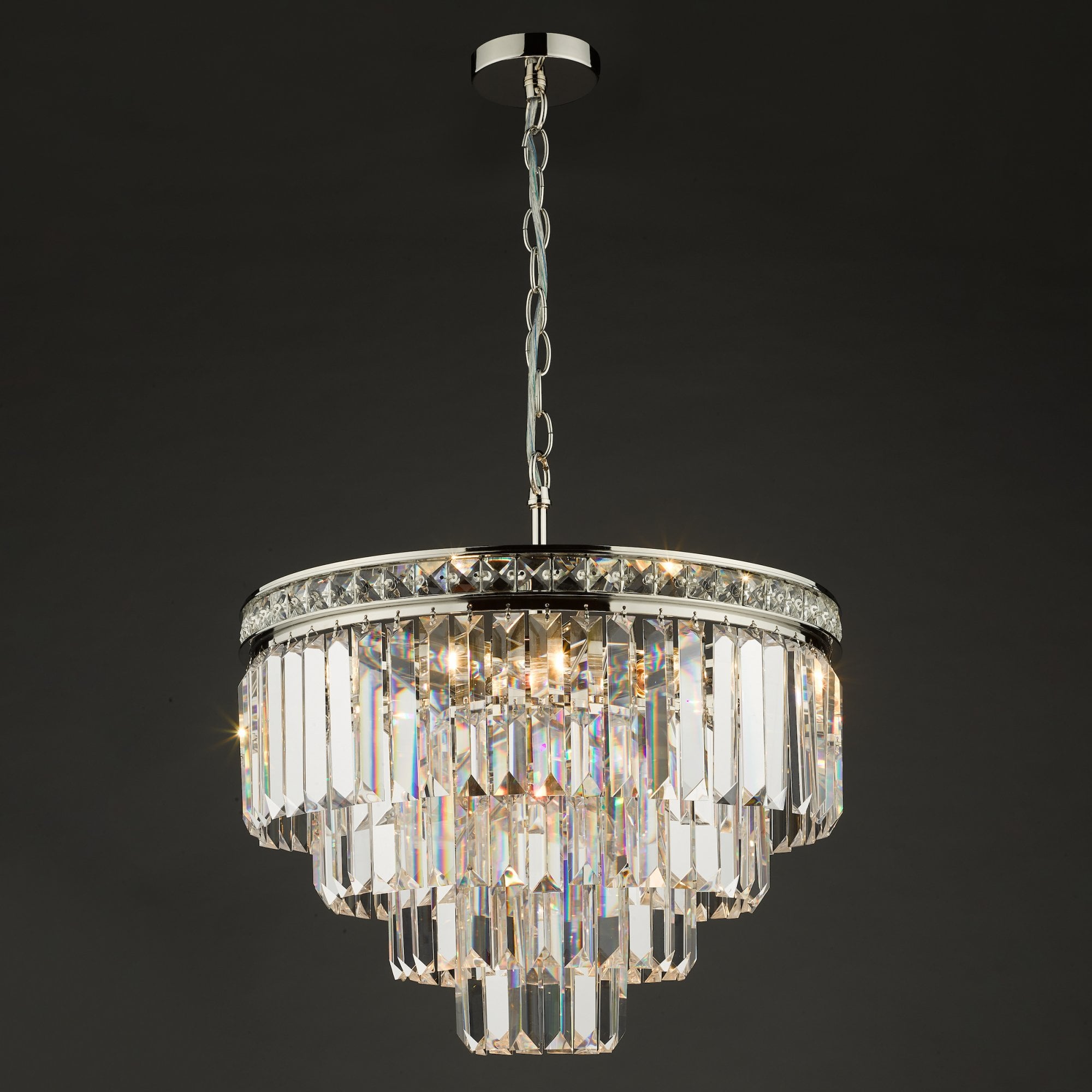 Vyana 4 Light Ceiling Chandelier In Nickel Finish With Crystal Glass VYA0432