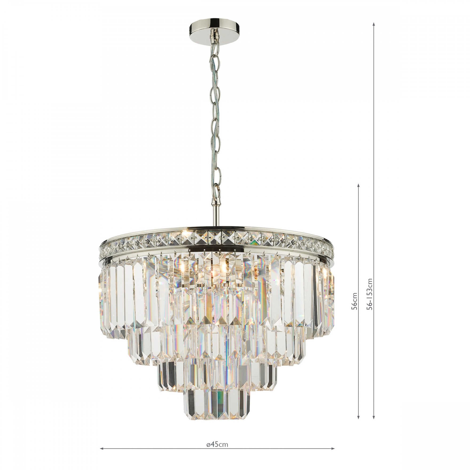 Vyana 4 Light Ceiling Chandelier In Nickel Finish With Crystal Glass VYA0432