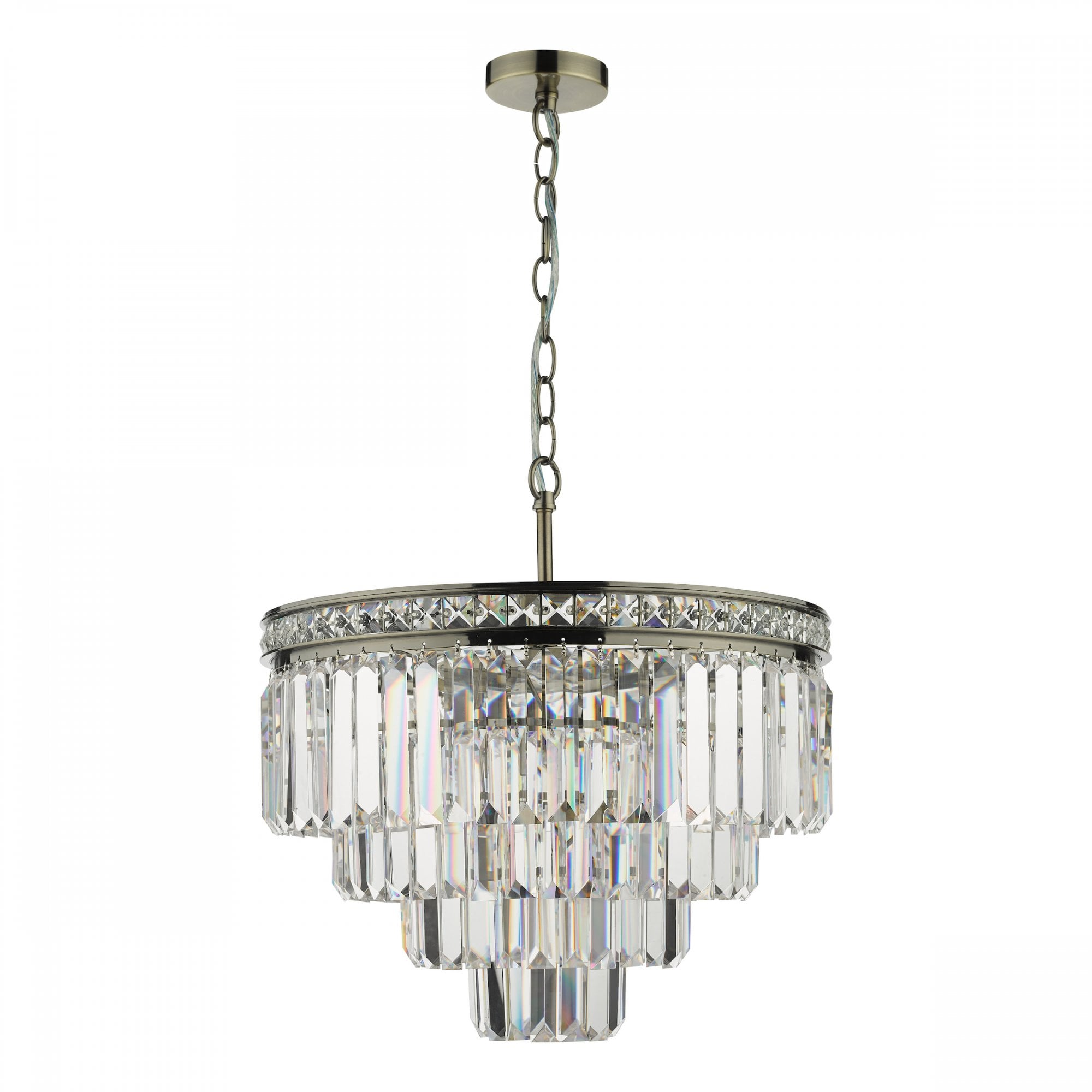 Vyana 4 Light Ceiling Chandelier In Antique Brass Finish With Clear Crystal Glass VYA0475