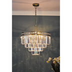 Vyana 4 Light Ceiling Chandelier In Antique Brass Finish With Clear Crystal Glass VYA0475