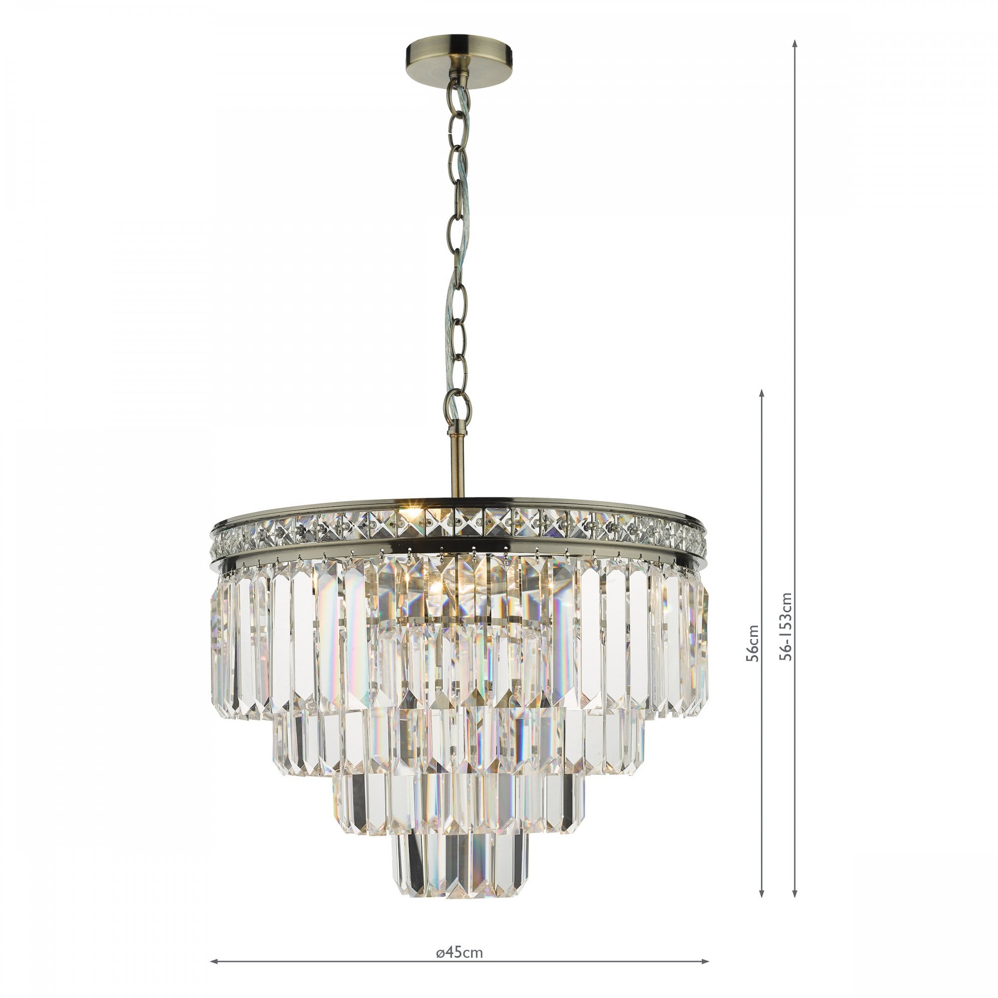 Vyana 4 Light Ceiling Chandelier In Antique Brass Finish With Clear Crystal Glass VYA0475