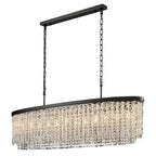 Coral 12 Light Crystal Oblong Ceiling Pendant Light In Matt Black Finish FL2503-12