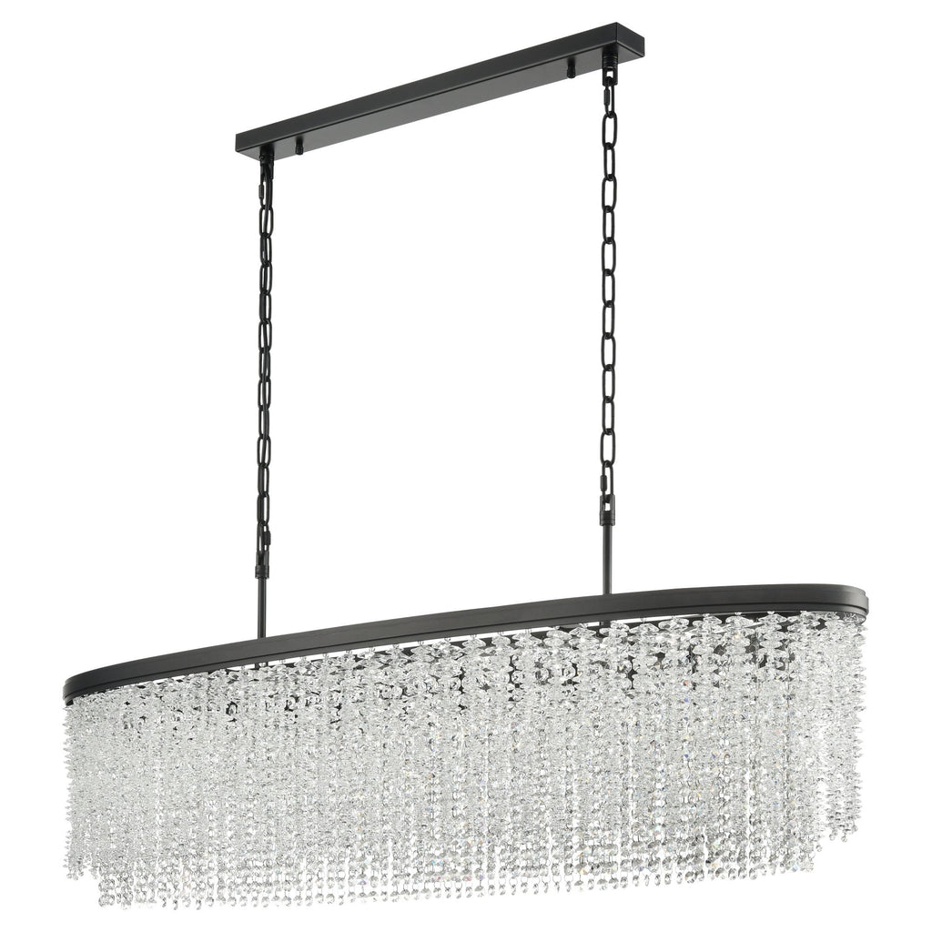 Coral 12 Light Crystal Oblong Ceiling Pendant Light In Matt Black Finish FL2503-12
