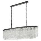 Coral 12 Light Crystal Oblong Ceiling Pendant Light In Matt Black Finish FL2503-12