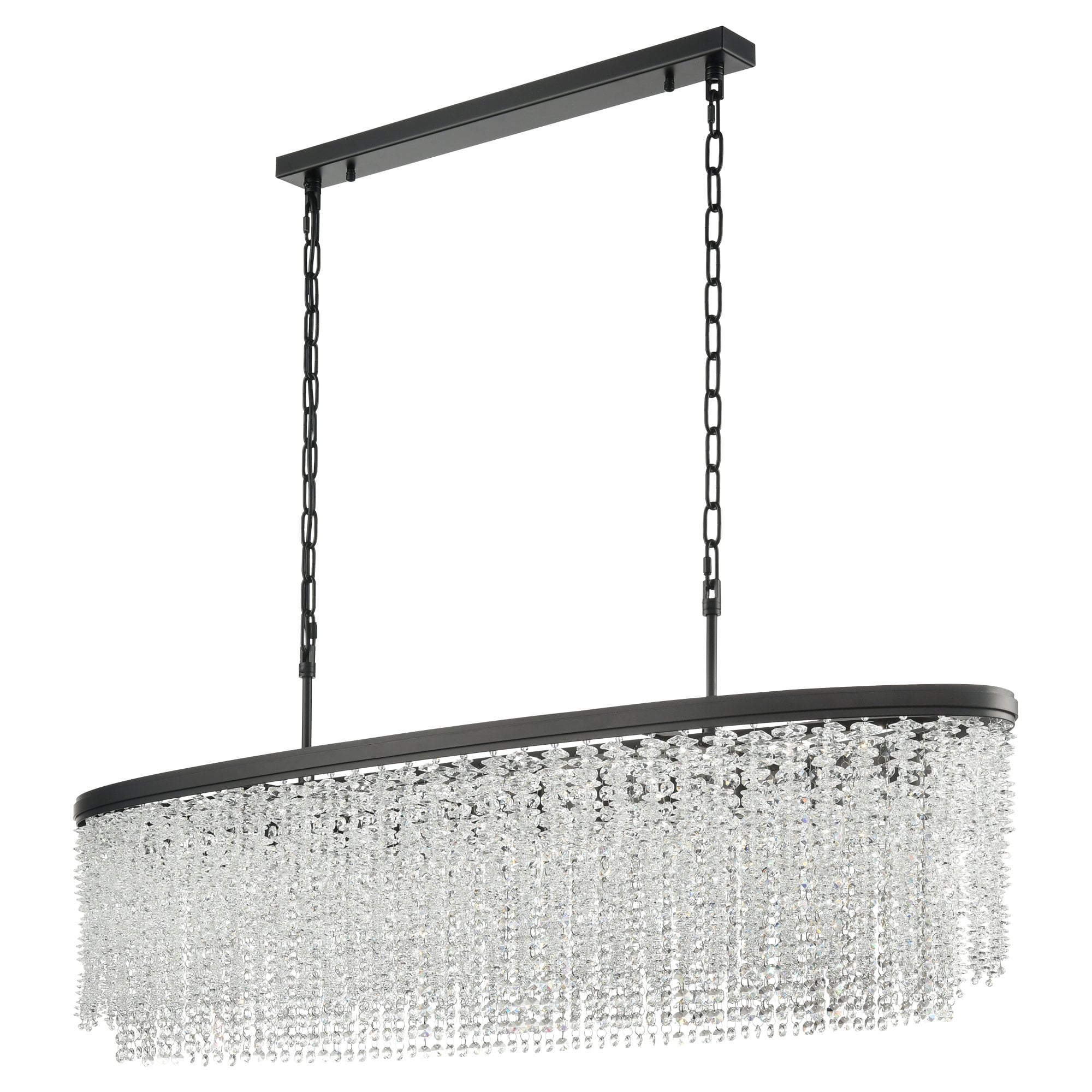 Coral 12 Light Crystal Oblong Ceiling Pendant Light In Matt Black Finish FL2503-12