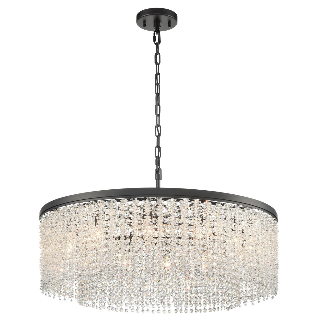 Coral 12 Light Crystal Ceiling Pendant Light In Matt Black Finish FL2502-12