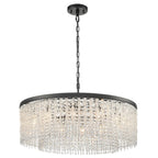 Coral 12 Light Crystal Ceiling Pendant Light In Matt Black Finish FL2502-12
