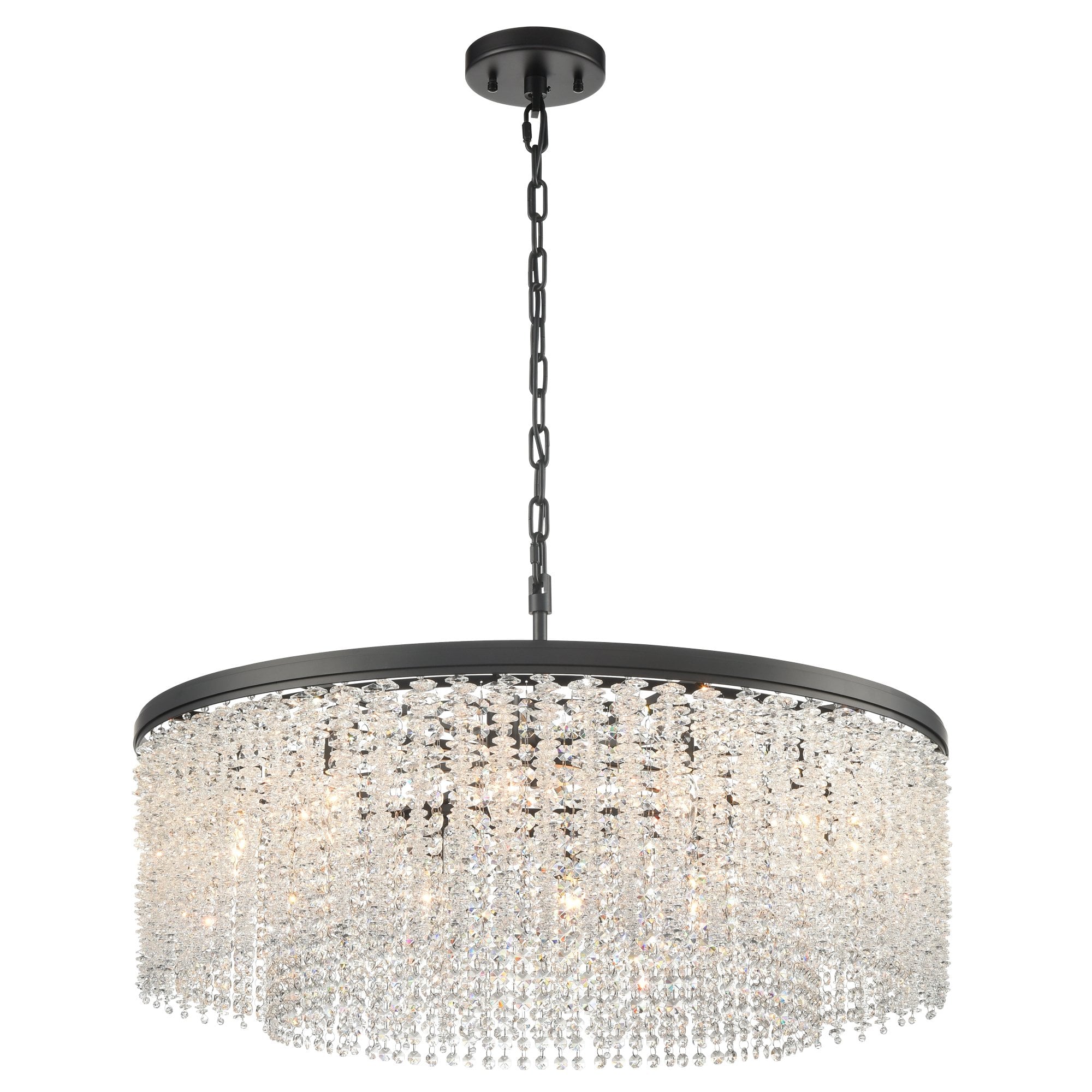 Coral 12 Light Crystal Ceiling Pendant Light In Matt Black Finish FL2502-12