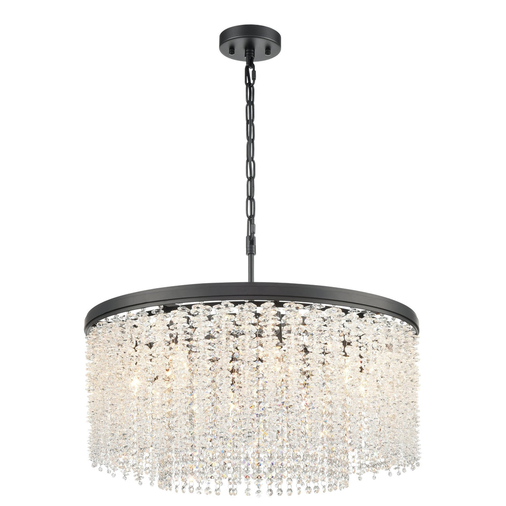 Coral 8 Light Crystal Ceiling Pendant Light In Matt Black Finish FL2502-8